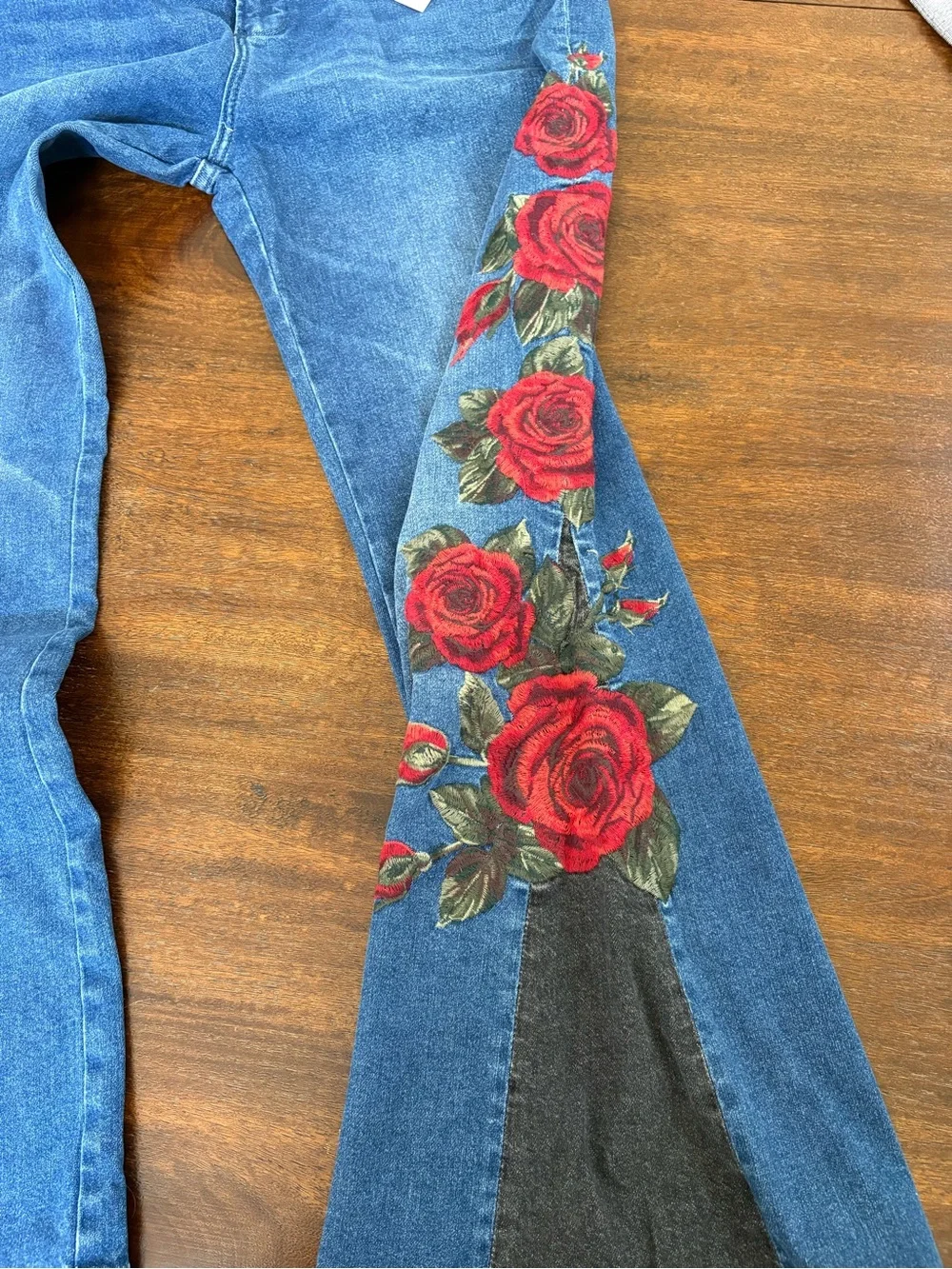 NWT Free People  X Driftwood Fab Farrah Midnight Rose Wide Leg Jeans 32W
